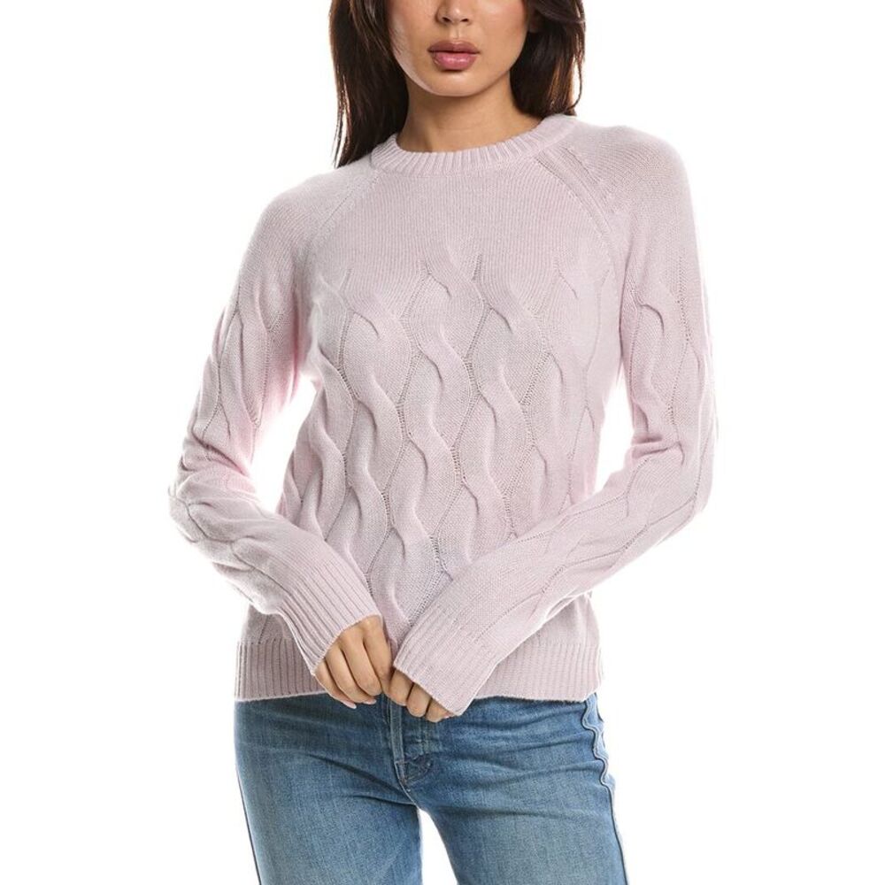 Forte Cashmere Womens Wandering Cable Crewneck 100% Cashmere Sweater